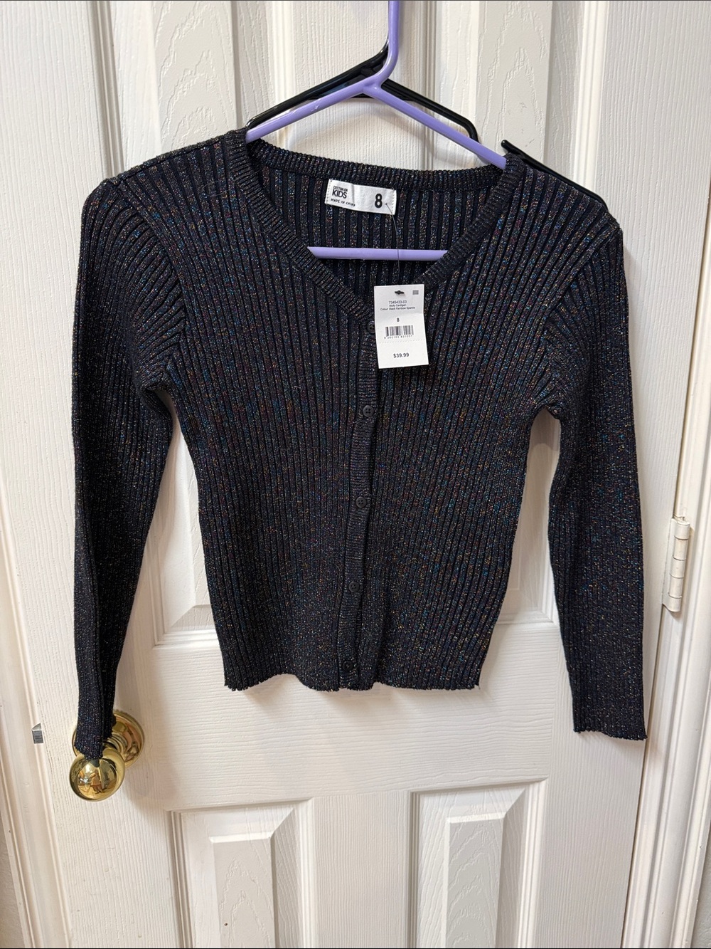 Cotton On Black Metallic Ribbed Button-Up girls Cardigan